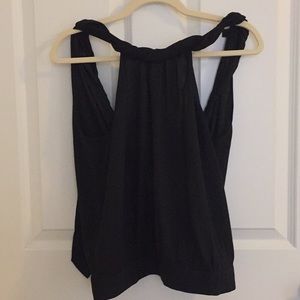 Black dress up top with open back